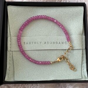 Earthly Abundance Pink Sapphire Bracelet 14K Gold Filled AAA Gemstone NWT